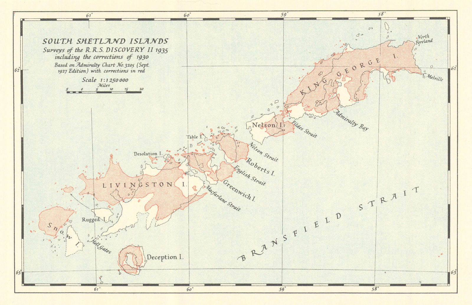 ANTARCTICA. South Shetland Islands 1936 old vintage map plan chart